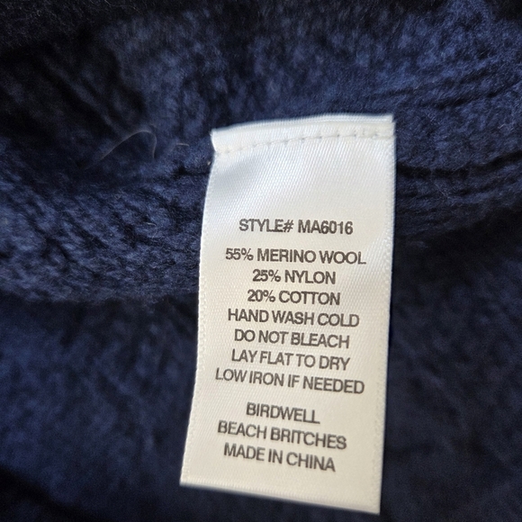 Birdwell Beach Britches Navy Cable Knit Hooded Fisherman Sweater XS Woman/Unisex - Picture 8 of 13